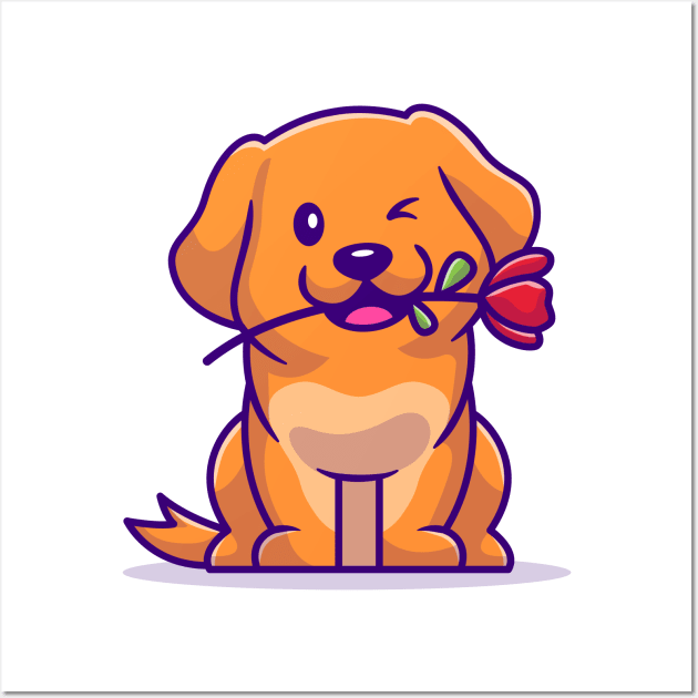 Cute Dog With Rose Wall Art by Catalyst Labs